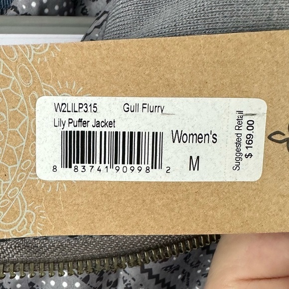 Prana Lily Puffer Jacket Print Gull Flurry - Picture 7 of 15